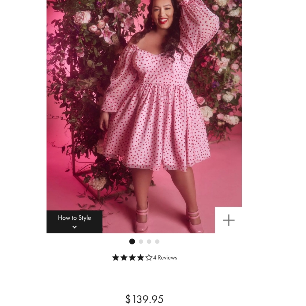 Eloquii pink and red heart textured mini dress Women's Plus Size 20 Fit & Flare - Picture 6 of 13